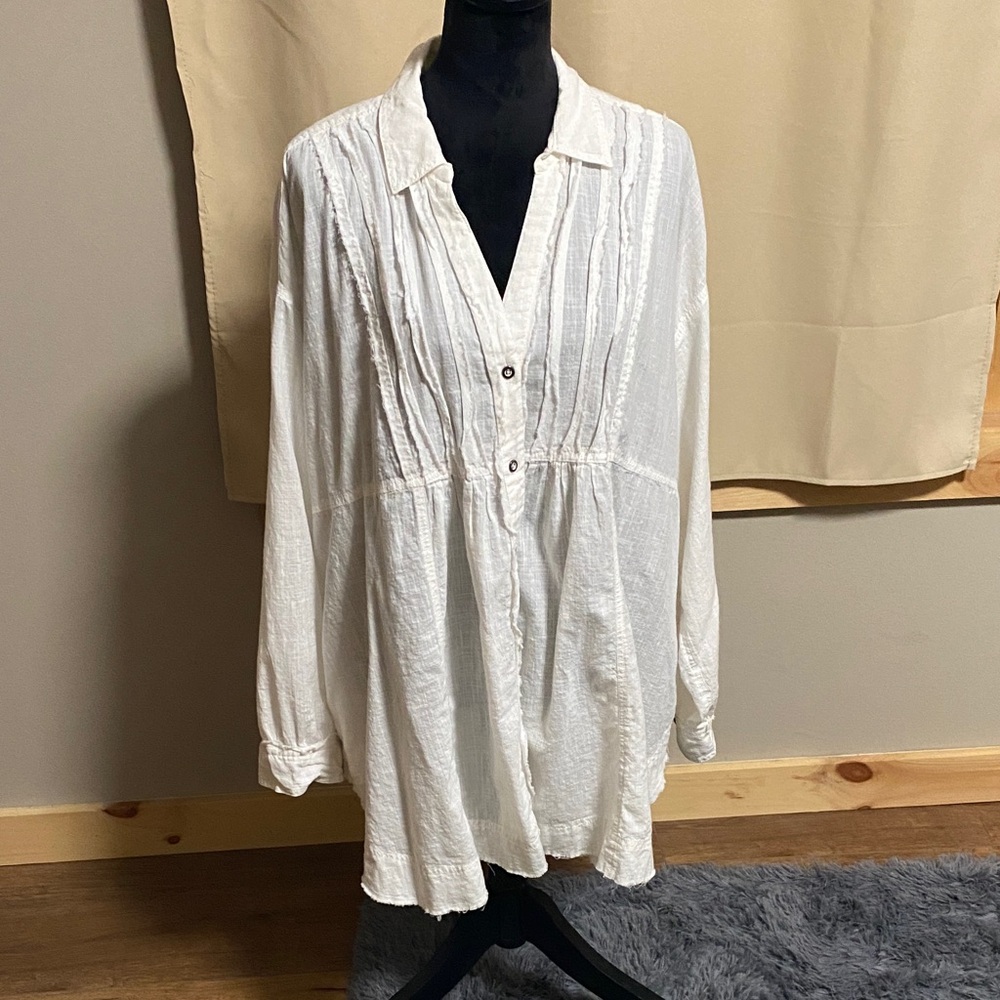 Free People We The Free Texas Sun Tunic - Ivory Women's Button-Up Tunic XL - Picture 3 of 5